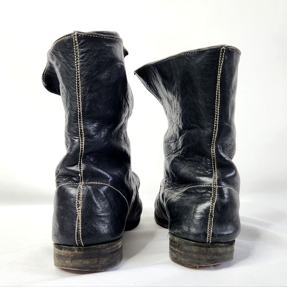 Lace Up Black Leather Boots Handmade Craftsmanship Vintage? Biker Men's 8.5 - Picture 7 of 9